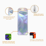 Various Size Clear Window Silver Holographic Zip Lock Pouch Smell Proof Resealable Product Packaging Ziplock Bag