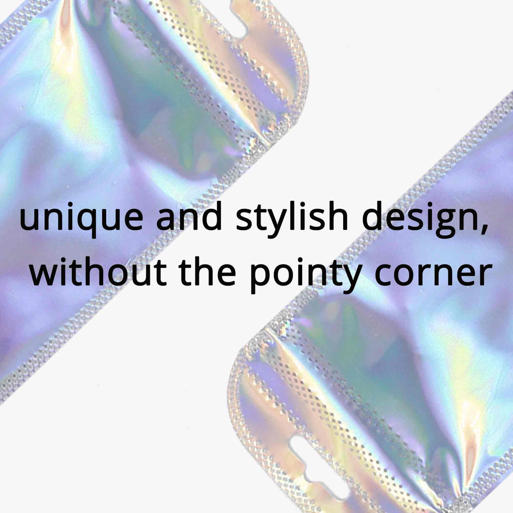 Various Size Clear Window Silver Holographic Zip Lock Pouch Smell Proof Resealable Product Packaging Ziplock Bag