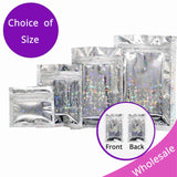 Various Size Shining Star Holographic Zipper Pouch Smell Proof Reclosable Ziplock Aluminum Foil Mylar Bag