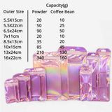 Clear WIndow Purple Ziplock Packaging Pouch Heat Sealable Reclosable Transparent Front Holographic Zipper Bag