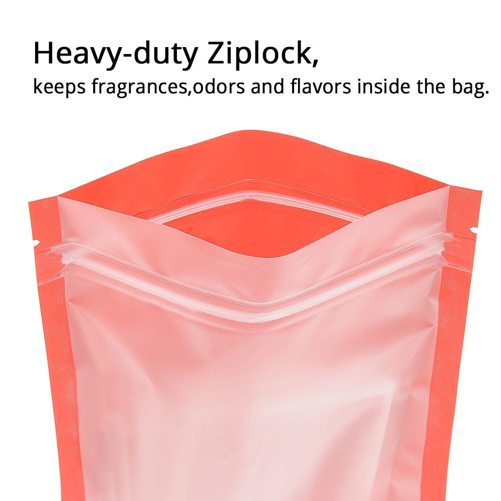 Custom Printed:7.5x13cm One Side Clear Matte Zip Lock Pouches Resealable Various Color Flat Plastic Packag e Bags with Frosted Window