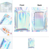 Aluminum Foil One Side Clear Heat Sealable Zip Lock Pouches Reusable Smell Proof Glossy Holographic Silver Flat Snack Mylar Bags