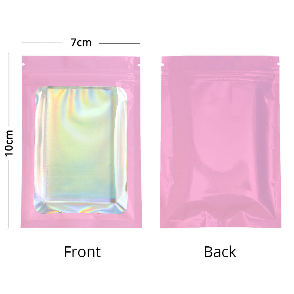 Glossy Pink Mylar Bags Eco-friendly Heat Sealable Foil Flat Zip Lock Pouches Jewelry Zipper Storage