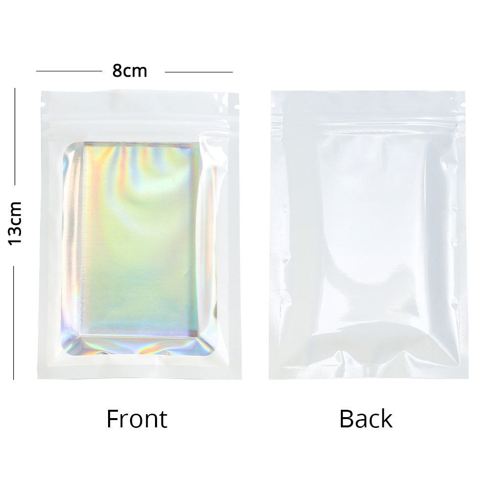Glossy White Flat Bottom Foil Myalr Package Bags Besealable Reusable Heat Sealing Zip Lock Pouches For Snack Candy Nut Storage Sachet