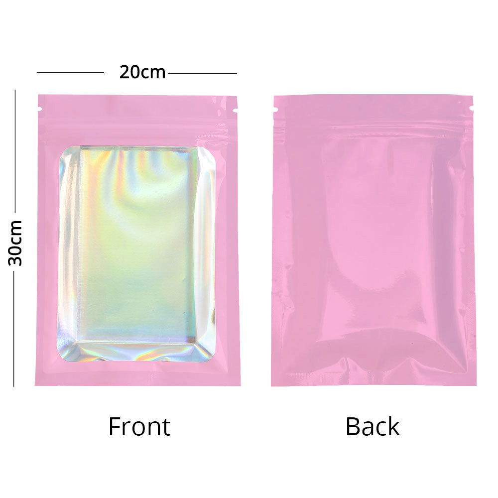 Glossy Pink Mylar Bags Eco-friendly Heat Sealable Foil Flat Zip Lock Pouches Jewelry Zipper Storage