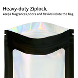 Glossy Black Mylar Bags Aluminum Foil Heat Seal Various Sizes Zipper Flat Bottom Zip Lock Jewelry Pouch With Transparent Window