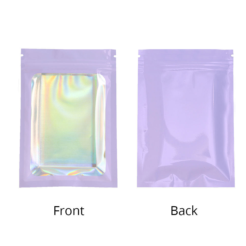 Reusable Flat Bottom Mylar Package Bags Resealable Eco-friendly Heat Sealing Foil Glossy Purple Zip Lock Pouches