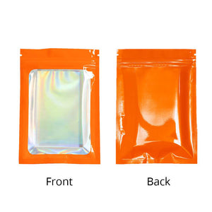 Eco-friendly Mylar Package Bags Besealable Waterproof Smell Proof Glossy Orange Flat Heat Seal Aluminum Foil Zip Lock Pouches