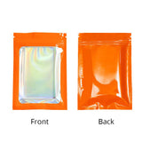 Eco-friendly Mylar Package Bags Besealable Waterproof Smell Proof Glossy Orange Flat Heat Seal Aluminum Foil Zip Lock Pouches