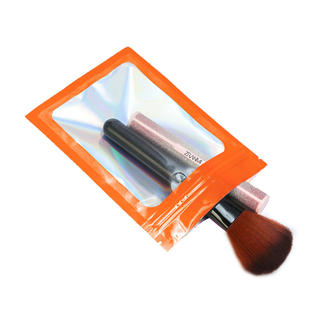 Eco-friendly Mylar Package Bags Besealable Waterproof Smell Proof Glossy Orange Flat Heat Seal Aluminum Foil Zip Lock Pouches