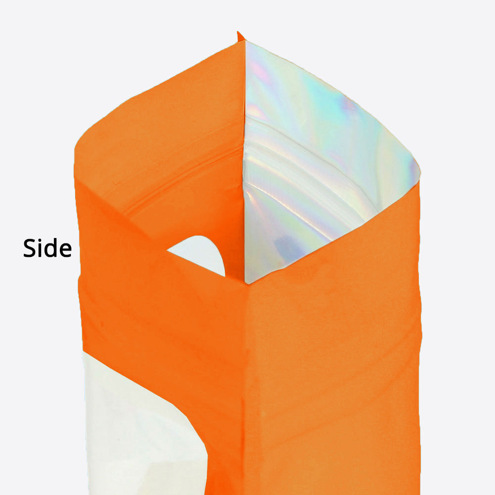 Eco-friendly Mylar Package Bags Besealable Waterproof Smell Proof Glossy Orange Flat Heat Seal Aluminum Foil Zip Lock Pouches