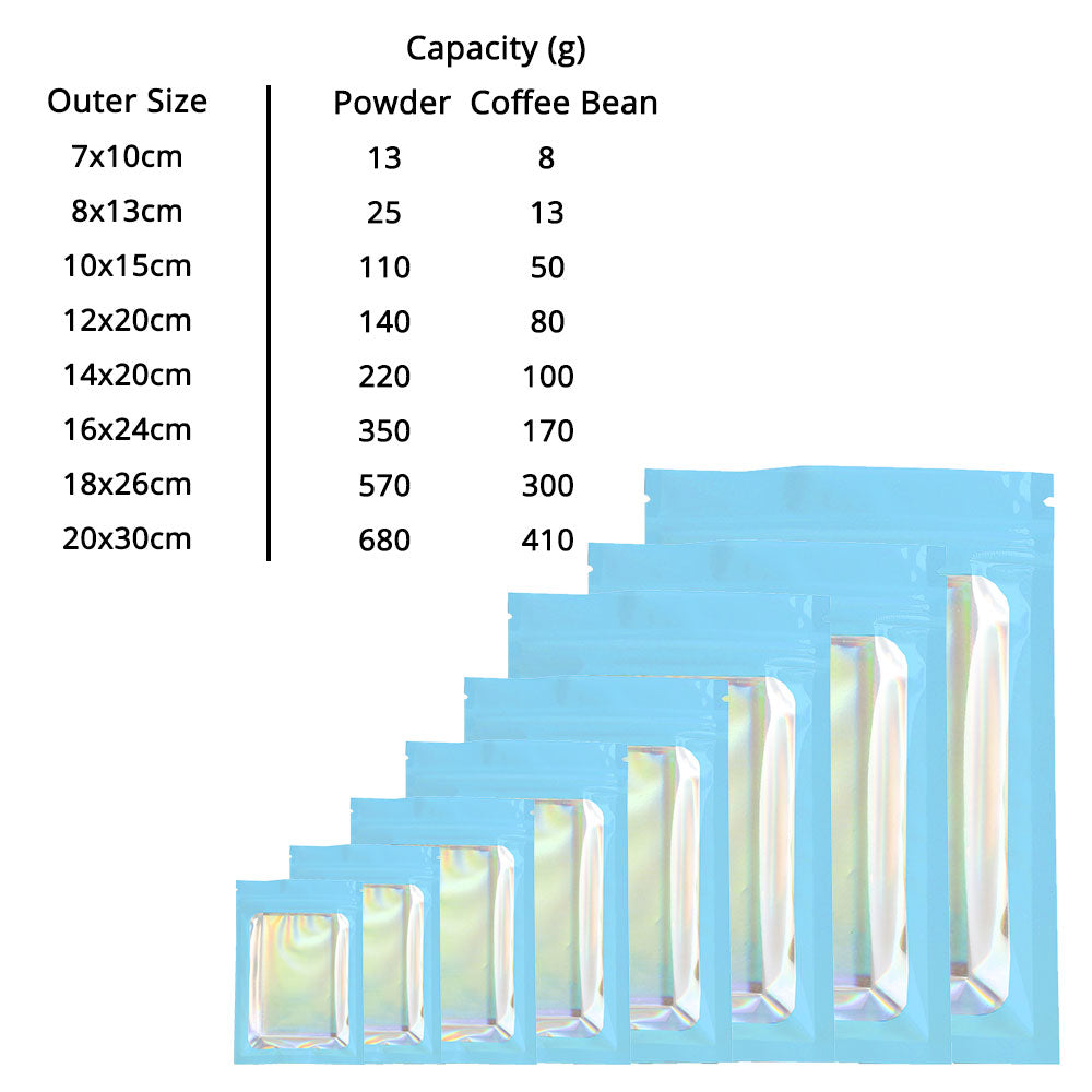 Reusable Myalr Package Bags Resealable Various Sizes Smell Proof Glossy Blue Flat Bottom Foil Heat Sealing Ziplock Pouches