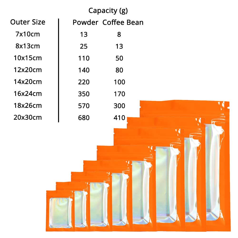 Eco-friendly Mylar Package Bags Besealable Waterproof Smell Proof Glossy Orange Flat Heat Seal Aluminum Foil Zip Lock Pouches