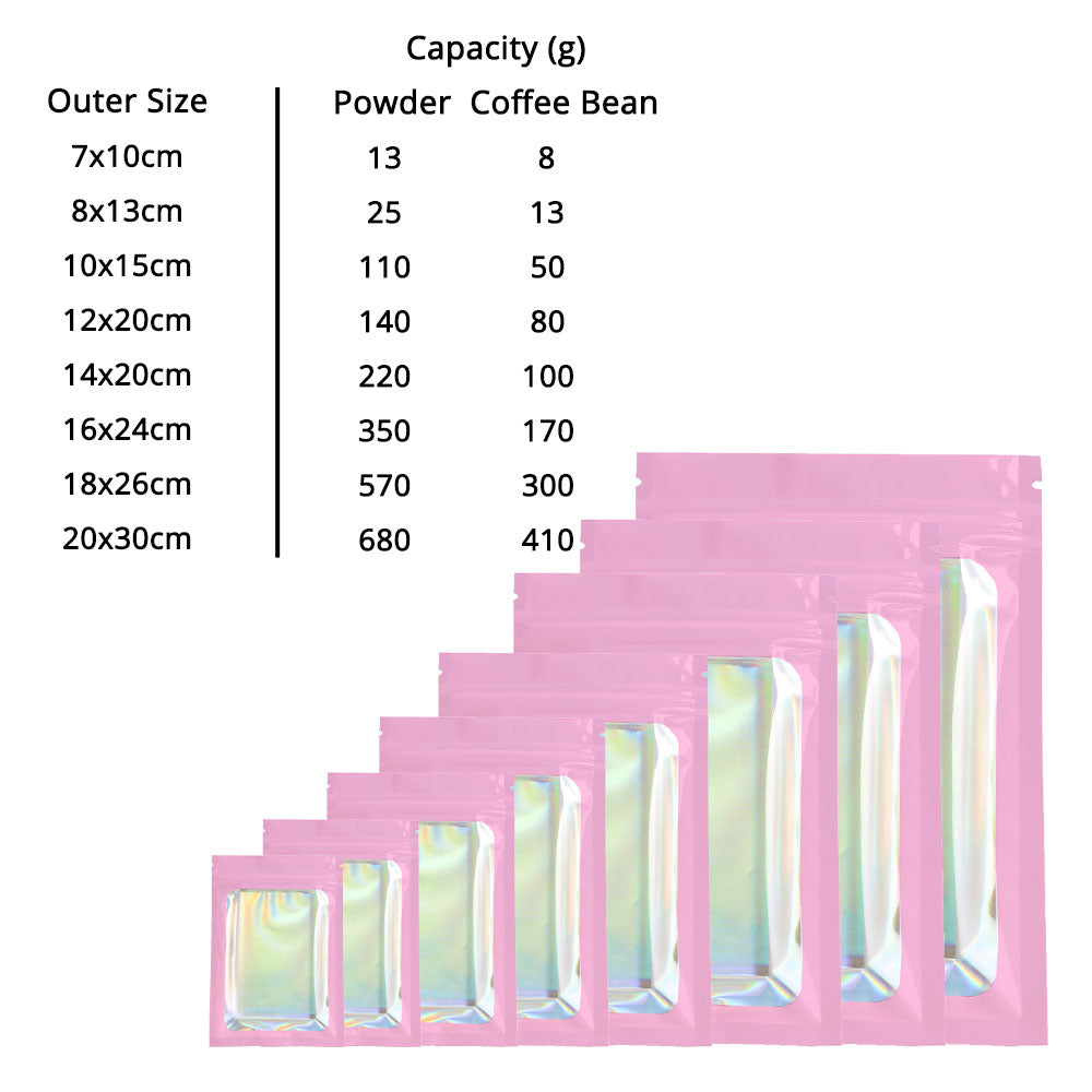 Glossy Pink Mylar Bags Eco-friendly Heat Sealable Foil Flat Zip Lock Pouches Jewelry Zipper Storage