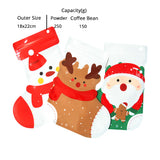100pcs Flat Plastic Santa Claus Christmas Snowman Elk Ziplock Candy Cookie Sweet Gift Stocking Pouch Christmas Mylar Packing Bag