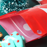 100pcs Flat Plastic Santa Claus Christmas Snowman Elk Ziplock Candy Cookie Sweet Gift Stocking Pouch Christmas Mylar Packing Bag