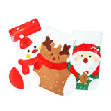 100pcs Flat Plastic Santa Claus Christmas Snowman Elk Ziplock Candy Cookie Sweet Gift Stocking Pouch Christmas Mylar Packing Bag
