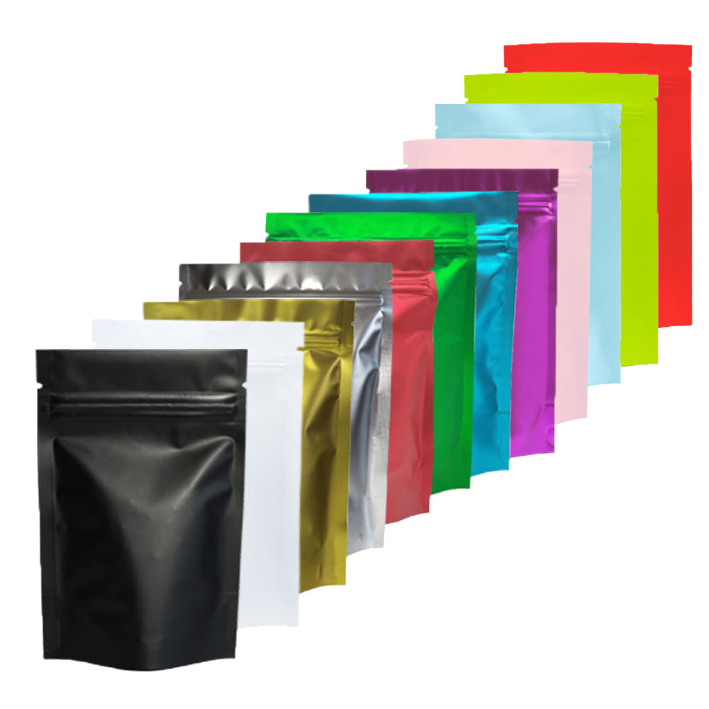 500Pcs Low MOQ Personalized Promotional Logo Ziplock Foil Pouch Smell Proof Stand Up Coffee Zipper Lock Custom Printed Mylar Bags