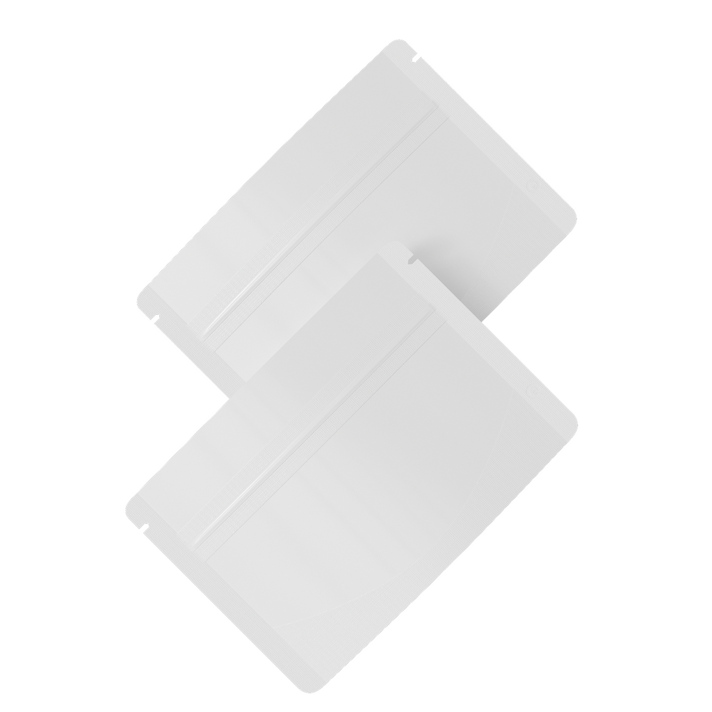 Aluminum Foil Stand Up Heat Sealing Zip Lock Pouches Tear Notch Smell Proof Glossy White Coffee Bean Mylar Packaging Bags