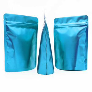 Matte Blue Aluminum Foil Stand Up Storage Pouches Resealable Round Corner Doypack Heat Sealable Zip Lock Mylar Packaging Bags