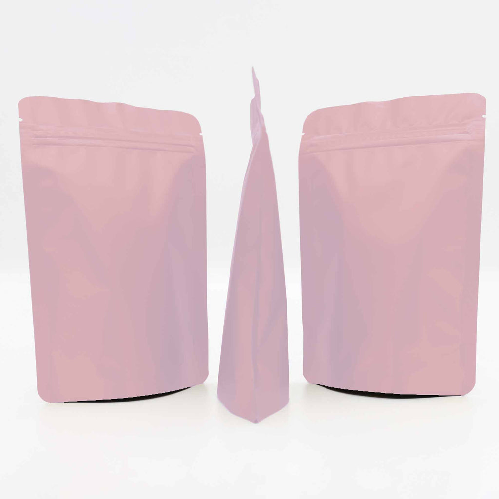 Matte Pink Purple Double-Sided Same Color Frosted Material Stand Up Bottom Mylar Bags Resealable Aluminum Foil Heat Sealing Zip Lock Pouches