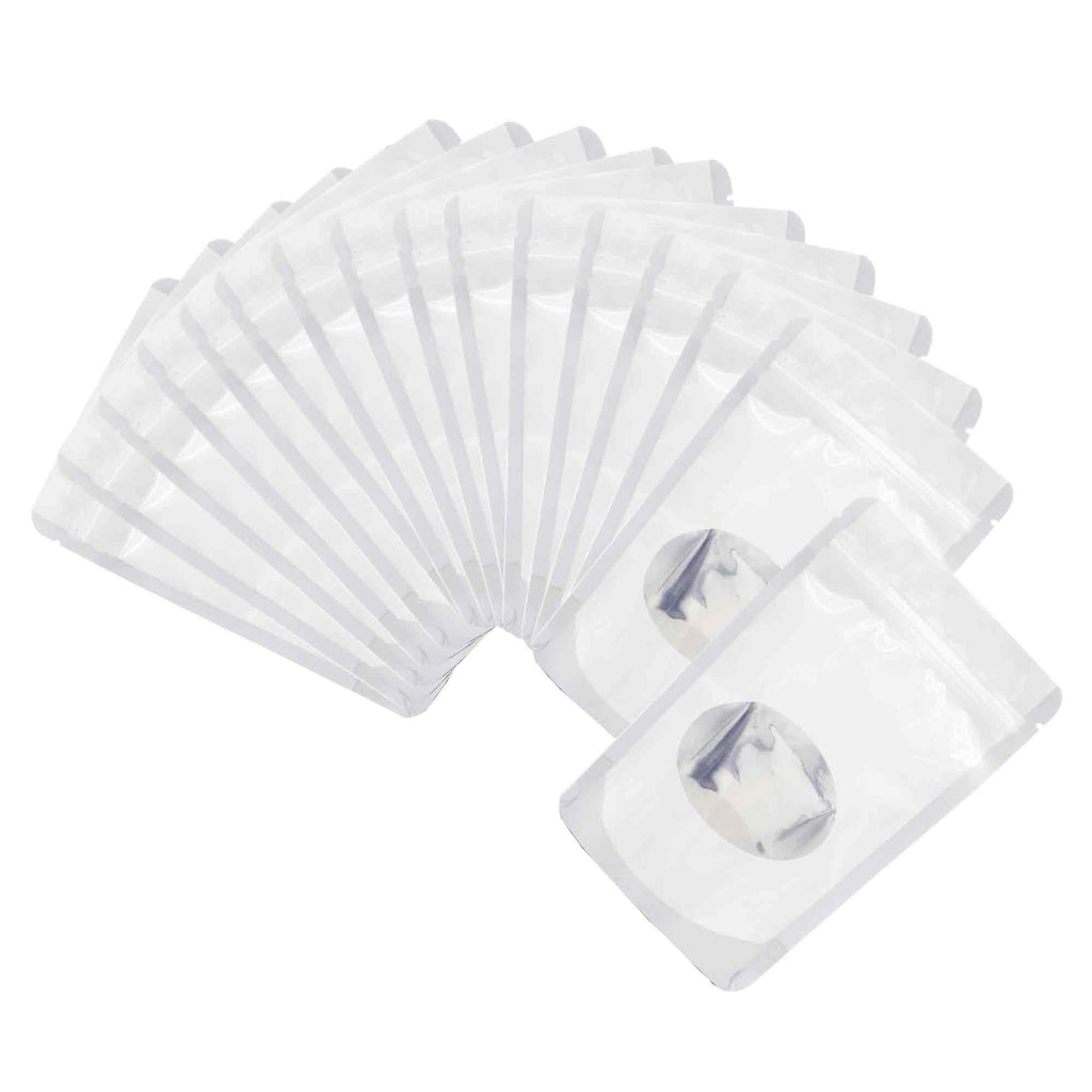 12x18cm 14x20cm Glossy White Standing Up Zip Lock Pouches Resealable Aluminum Foil Heat Seal Mylar Bags Doypack With Clear Window