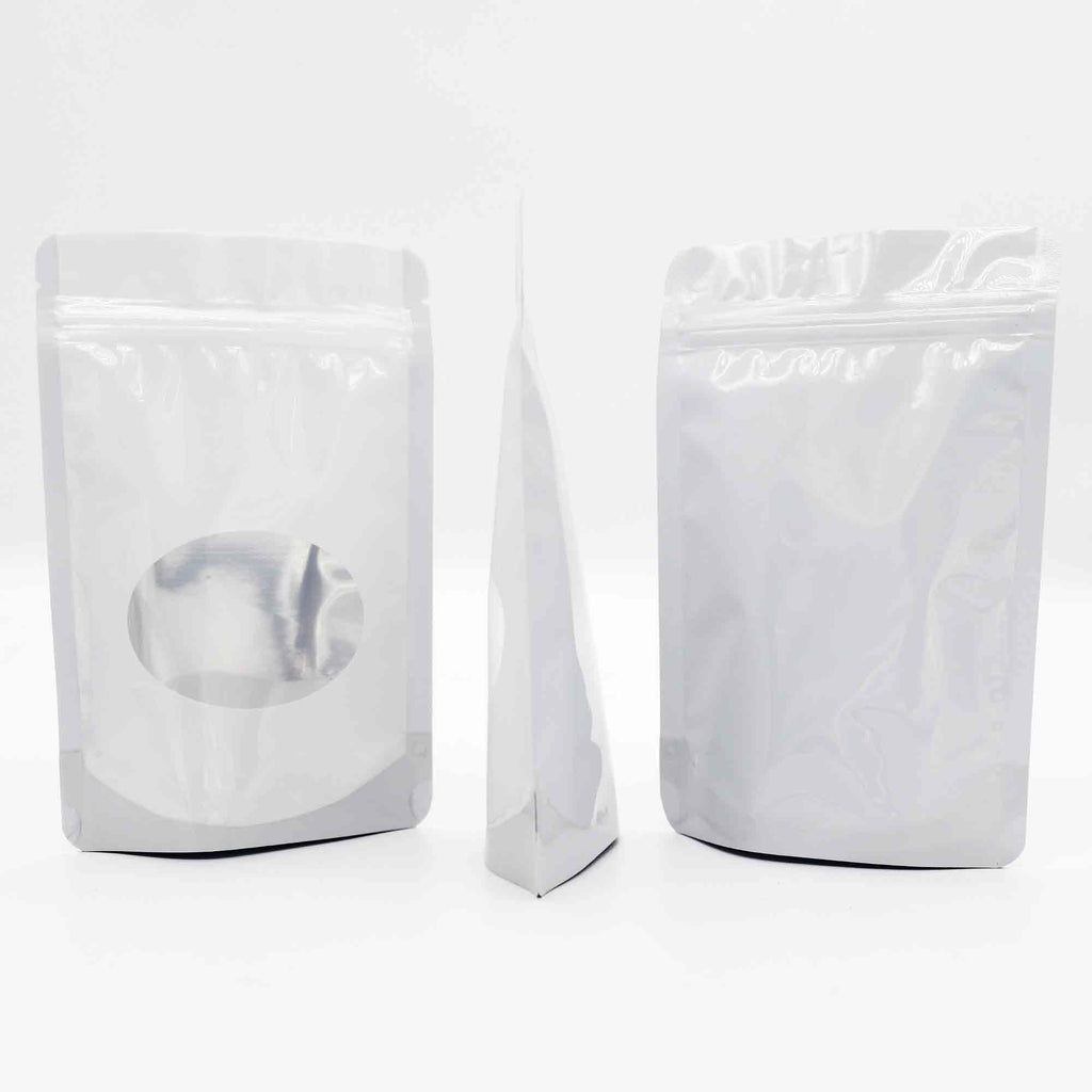 12x18cm 14x20cm Glossy White Standing Up Zip Lock Pouches Resealable Aluminum Foil Heat Seal Mylar Bags Doypack With Clear Window