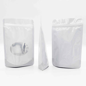 12x18cm 14x20cm Glossy White Standing Up Zip Lock Pouches Resealable Aluminum Foil Heat Seal Mylar Bags Doypack With Clear Window