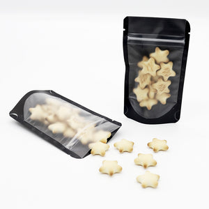 Matte Black Frosted Zipper Mylar Bag Smell Proof Reclosable Dried Cashew Nut Beans Packaging Stand Up Ziplock Pouch with Window