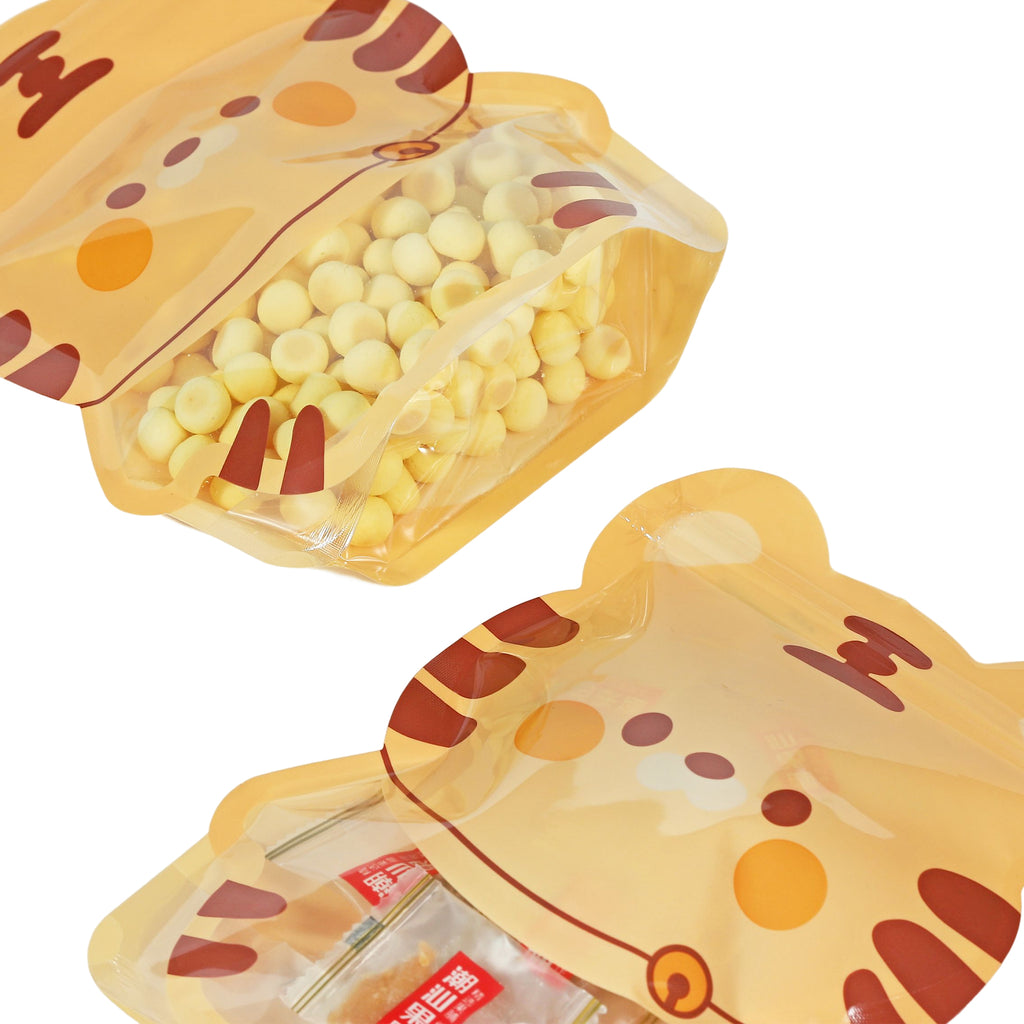 Cartoon Animal Printing Mylar Bags Resealable Water Proof Glossy Stand Up Zip Lock Food Storage Pouches With Clear Window