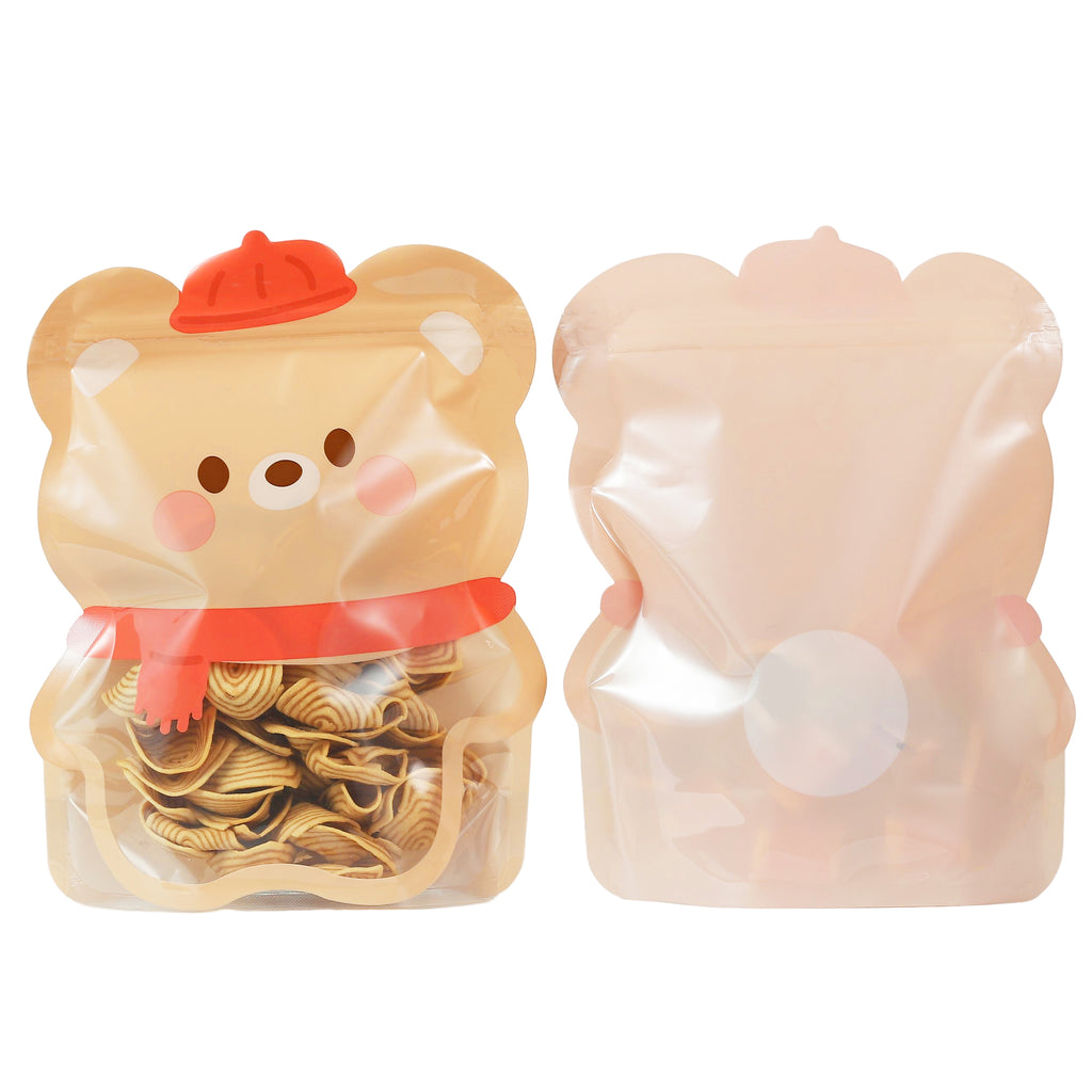 Cartoon Animal Printing Mylar Bags Resealable Water Proof Glossy Stand Up Zip Lock Food Storage Pouches With Clear Window