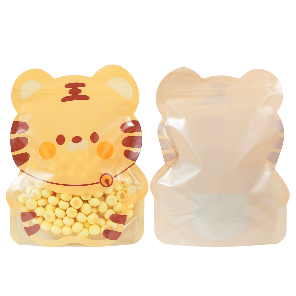 Cartoon Animal Printing Mylar Bags Resealable Water Proof Glossy Stand Up Zip Lock Food Storage Pouches With Clear Window