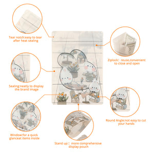 13X18CM 16X23CM Four Rabbit Designs Assorted Doypack Smell Proof Reclosable Cookies Candies  Gif Ziplock Pouch for Kids