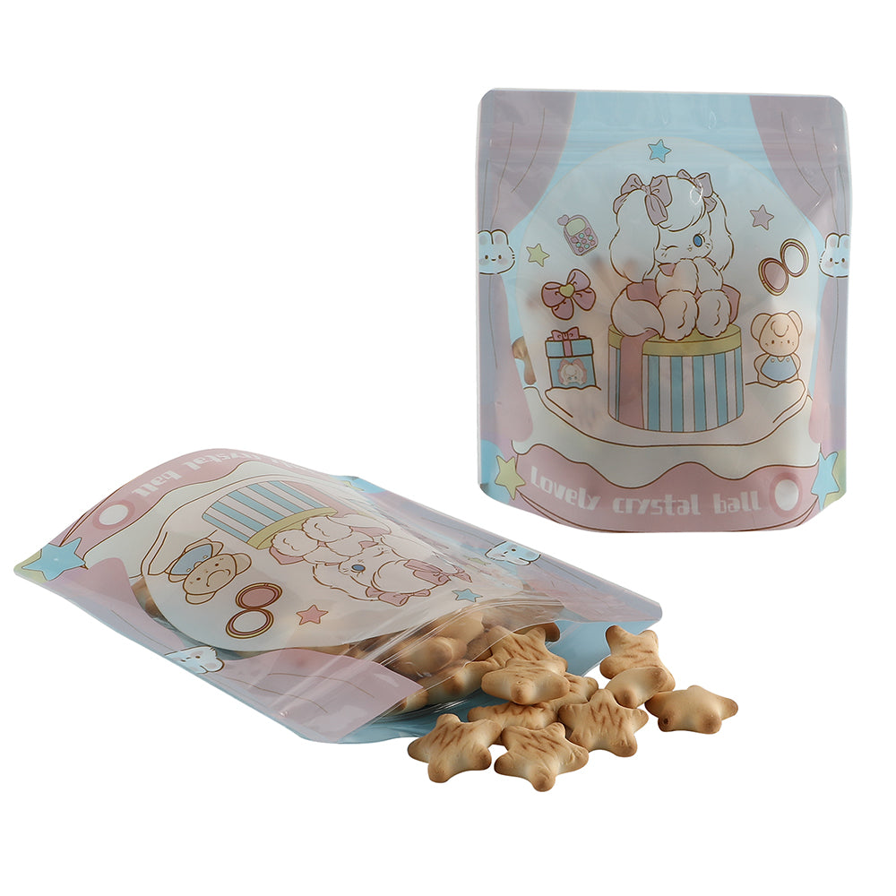 13x13cm Square Stand Up Zipper Doypack Smell Proof Reclosable Food Packaging Cute Animal Colorful Printed Zip Lock Bags