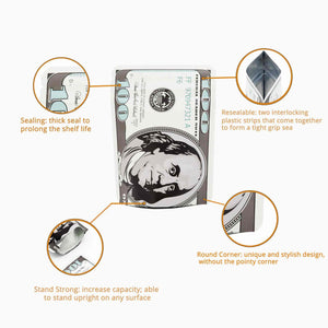 9x12cm Money Stand Up Pouch Heat Sealable  Herbal Flower Nuts  3.5g Ziplock Packaging Mylar Bags