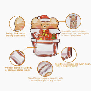 Lovely Cartoon Bear Smell Proof Stand Up Zipper Pouch Cookie Snacks Gift Plastic Packaging Ziplock Bags