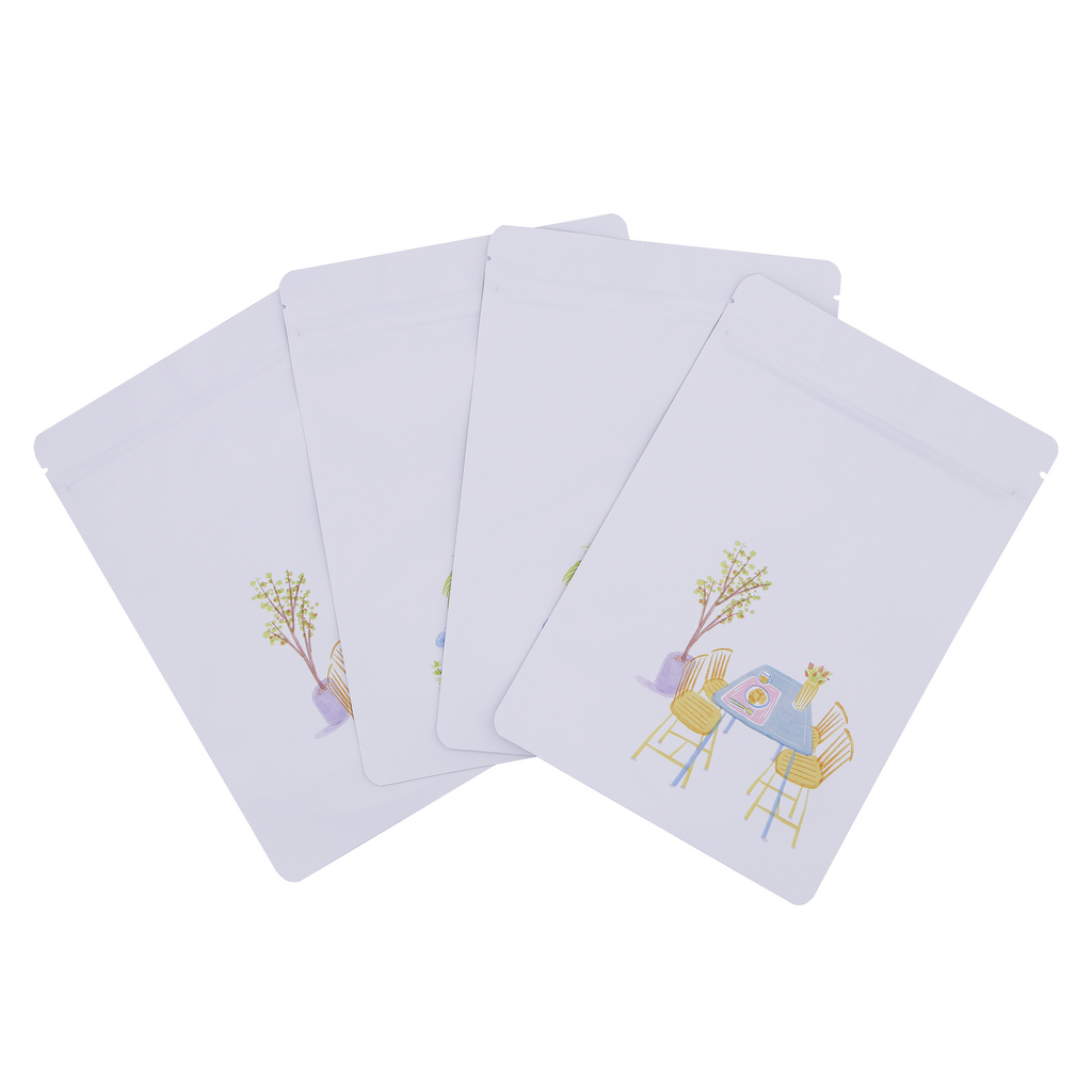High Quality Landscape Printing Matte White Stand Up Mylar Bags Resealable Aluminum Foil Heat Sealing Zip Lock Pouches