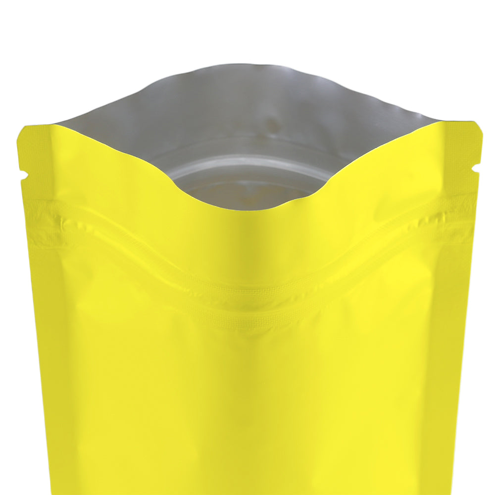 Matte Yellow Stand Up Zip Lock Storage Pouches Reusable Waterproof Heat Sealable Aluminum Foil Mylar Package Bags