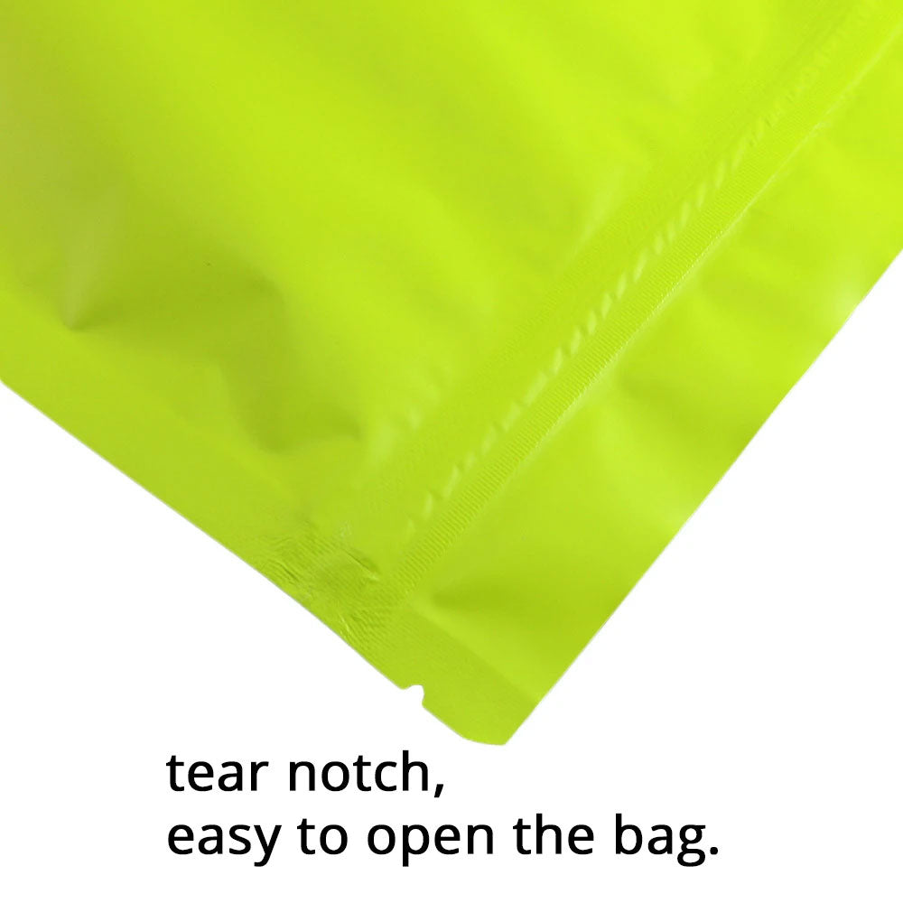 Stand Up Aluminum Foil Mylar Package Bags Resealable Waterproof Matte Green Heat Sealing Zip Lock Pouches