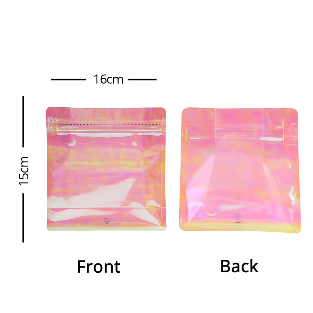 Eight-sided Coffee Glossy Holographic Pink Mylar Packaging Doypack Resealable Aluminum Foil Stand Up Zip Lock Pouches