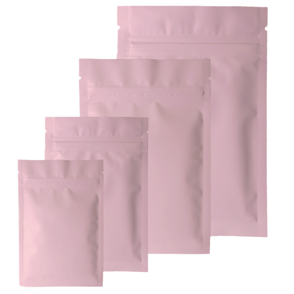 Aluminum Foil Various Size Matte Pink Mylar Bags Eco-friendly Smell Proof Heat Sealing Snack Ziplock Storage Pouches