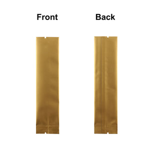100pcs Matte Gold Aluminum Foil Flat Pouches Various Sizes Open Top Bag Long Size Coffee Printed Heat Seal Mylar Packing Bags