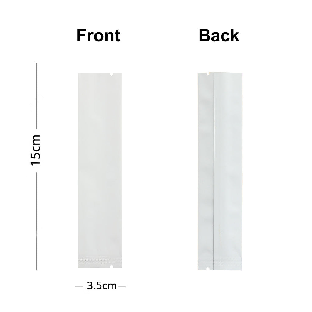 Cuatom Printed:Flat Matte White Silver Blue Long Coffee Powder Package Bags Aluminum Foil Heat Seal Mylar Pouches