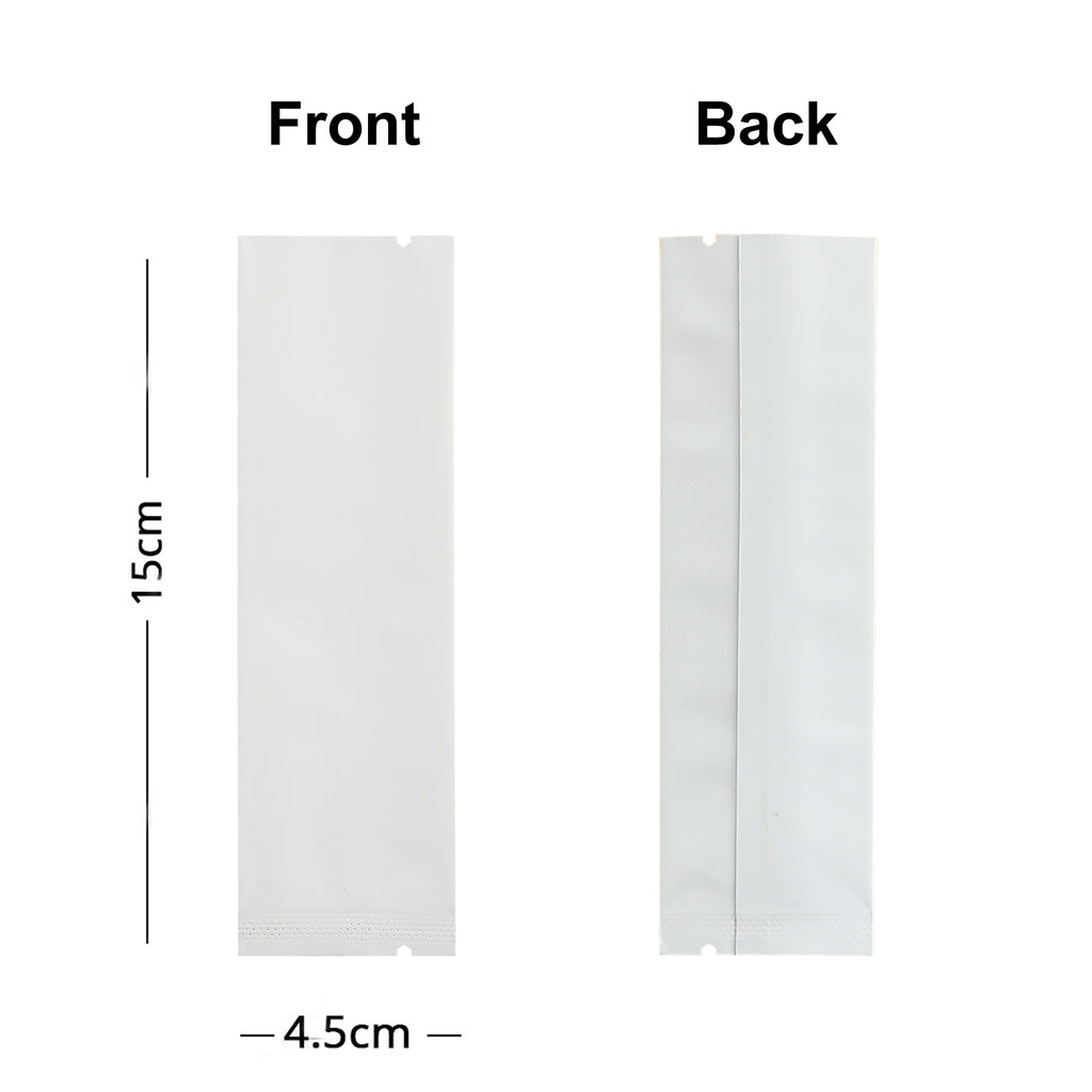 Cuatom Printed:Flat Matte White Silver Blue Long Coffee Powder Package Bags Aluminum Foil Heat Seal Mylar Pouches