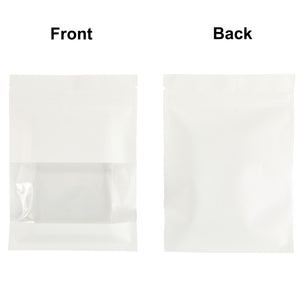 100pcs Matte White Flat Paper Zip Lock Storage Pouches Reusable Tear Notch Heat Sealable Mylar Packaging Bags With Clear Window