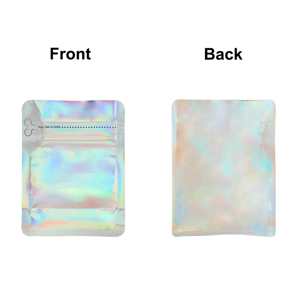 50pcs Eight-sided Coffee Mylar Packaging Doypack Reusable Glossy Holographic Silver Stand Up Zip Lock Pouches