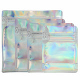 50pcs Eight-sided Coffee Mylar Packaging Doypack Reusable Glossy Holographic Silver Stand Up Zip Lock Pouches