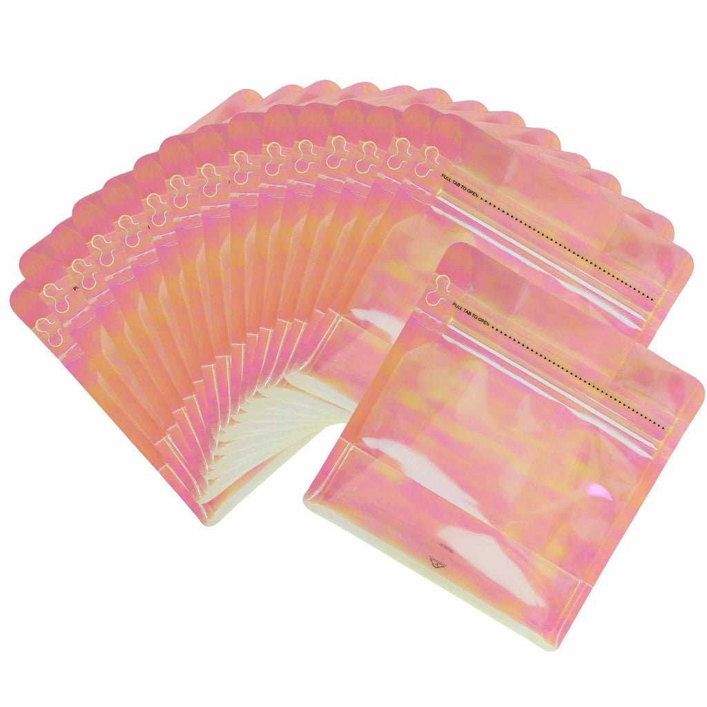 Eight-sided Coffee Glossy Holographic Pink Mylar Packaging Doypack Resealable Aluminum Foil Stand Up Zip Lock Pouches