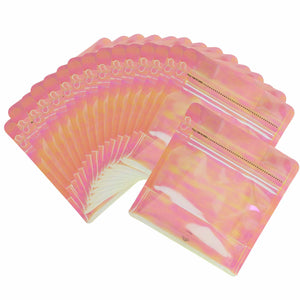Eight-sided Coffee Glossy Holographic Pink Mylar Packaging Doypack Resealable Aluminum Foil Stand Up Zip Lock Pouches