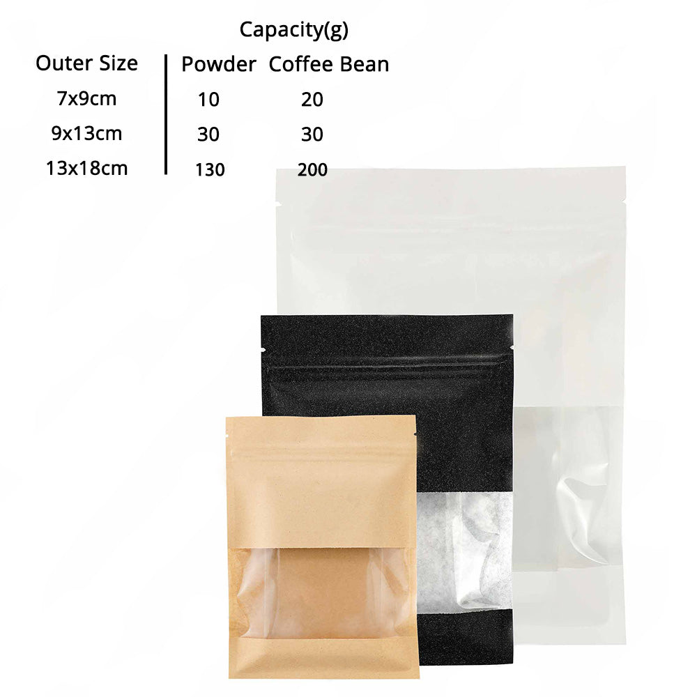 100pcs Matte Black Flat Paper Zip Lock Pouches Reusable Smell Proof Right Angle Sachet Heat Seal Mylar Bags With Clear Window
